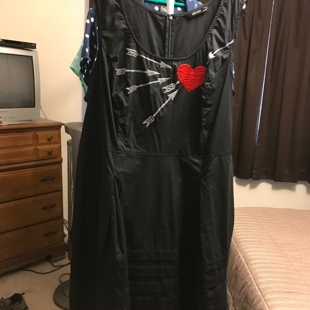 EShakti black heart embroidered dress, size 24
